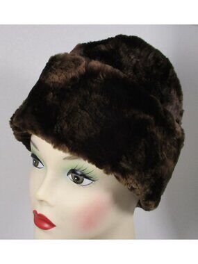 Vtg 1970s Genuine Sheared Beaver Men's Wedge Style Hat, Head Circumference 24 in